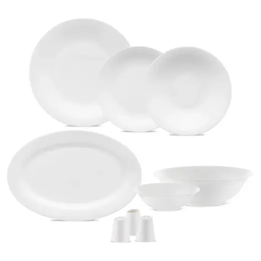 Jumbo Merlem 55 Parça 12 Kişilik Yemek Takımı Beyaz