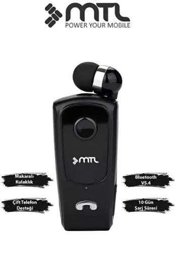 Yaka Klipsli Mono Makaralı Bluetooth Kulaklık Çift Telefon Destekli Mt920