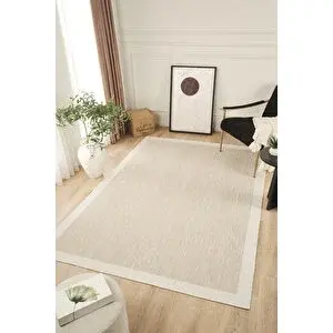 Konfor Halı Sisalux 3085 Bej Krem Sisal Dokuma Jüt Kilim Hav Toz Vermez Halı Salon Mutfak Oturma Odası Halısı 160x230 cm