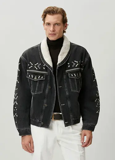 Jackson Shearling Detaylı Denim Ceket