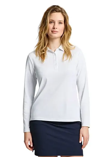 Ws Tech Pique Ls Beyaz Polo Yaka Uzun Kollu Kadın T-Shirt
