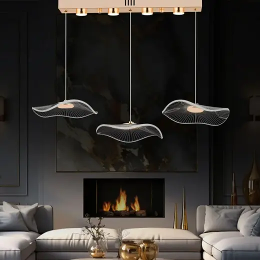 Apliqa Jolie 3'lü Sıralı 3 Renkli 26 Watt Gold Kristal Ledli Modern Oturma Odası Salon Sarkıt Avize (üst kutuda 2 adet led vardır)