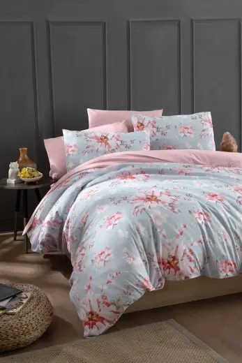 Mystory Home Rose Lastikli Çarşaflı Çift Kişilik Nevresim Takımı