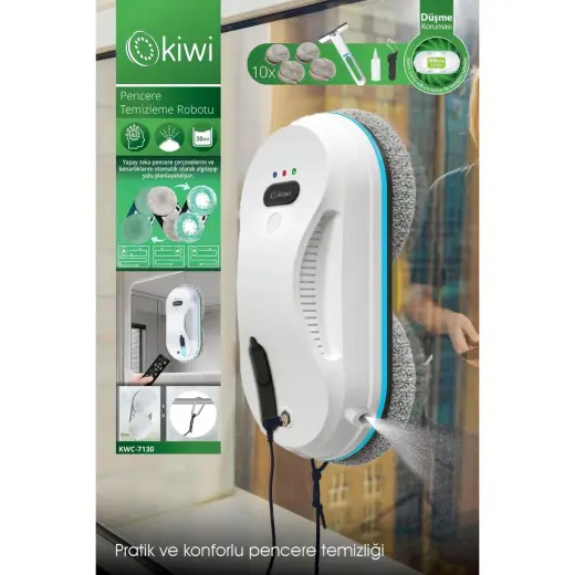 1001 KWC-7130 Uzaktan Kumandalı Sıvı Püskürtmeli Cam Silme Robotu