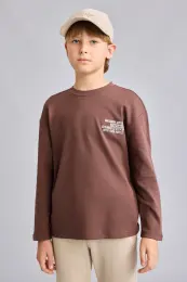 Oversize Baskılı Uzun Kol Tişört Erkek Çocuk 4