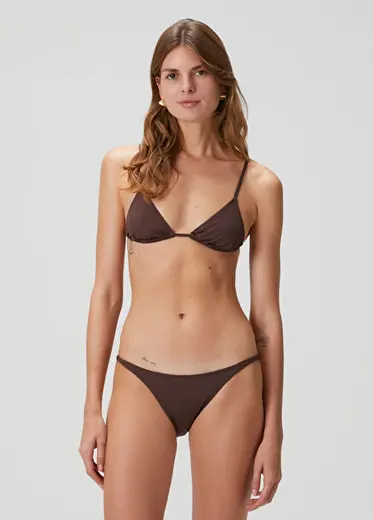 Kahverengi Üçgen Bikini Üstü