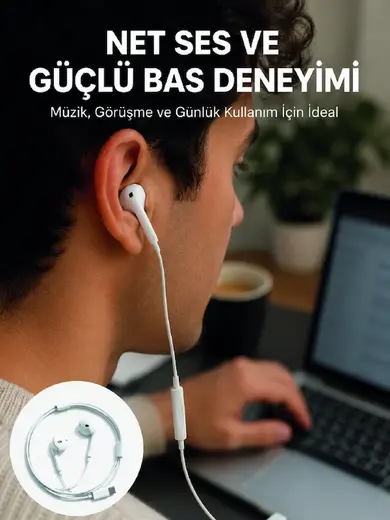 Kablolu Type C Kulak İçi Kulaklık Kristal Netliğinde Ses Kalitesi Yeni Nesil -MİRAYLİFE