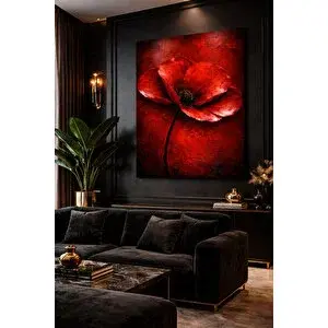 Mgi Design Kırmızı Çiçek Kanvas Tablo – Modern Lüks Duvar Dekoru (soyut Gelincik Tasarım, Salon & Yemek Odası) 1 | Modern Duvar Dekoru | Salon, Yatak Odası Ve Ofis İçin | Sanatsal Ev Dekorasyonu 100x140 cm
