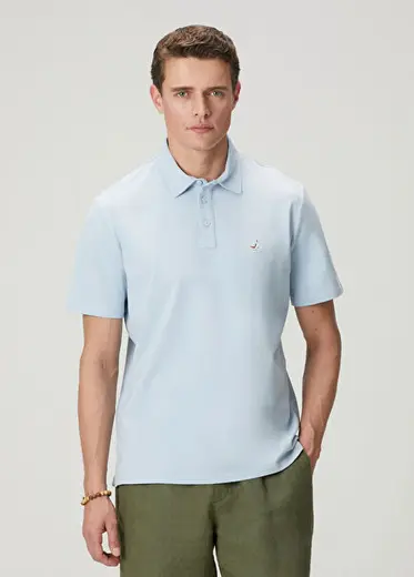 Comfort Fit Açık Mavi Polo T-shirt