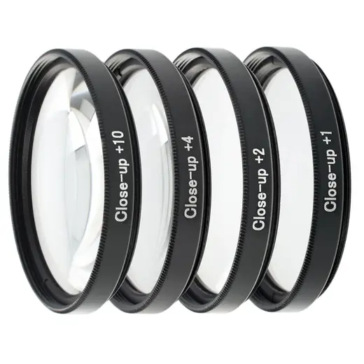 Ayex 49mm Close-up Filtre Seti 4 Lü +1, +2, +4, +10 Optik Cam, Metal Çerçeve, Taşıma Çantalı