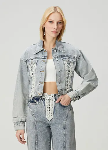 Alessia Mavi Denim Ceket