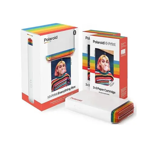 Polaroid Hi-Print 2×3 Beyaz Taşınabilir Bluetooth Foto Yazıcısı Everything Box ( 40'lı Film Dahil)