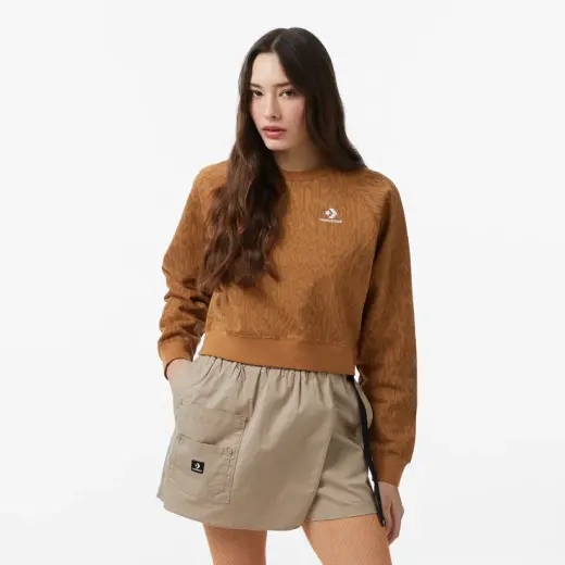 Converse Classic Kadın Kahverengi Antrenman Sweatshirt