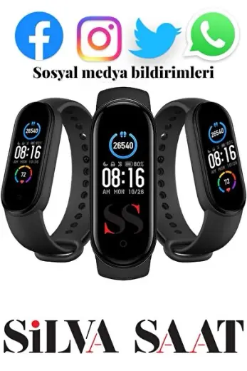 M5 Akıllı Bileklik 2022 Versiyon Renkli Ekran Android Ve Ios Uyumlu Nabız Ölçer Tema Değişimli