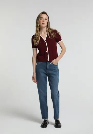 Mom Fit Kadın Mid İndigo Denim Jean Pantolon