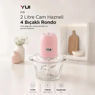 Yui M38 Cam Hazneli 4 Bıçaklı Rondo - Pembe - 350 Watt