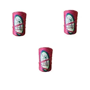 Favori İp 5000 Denye -0.8 Mm- Ambalaj Ve Paket İpi Naylon Burgulu Örgü Çamaşır İpi - Pembe - 3 Adet