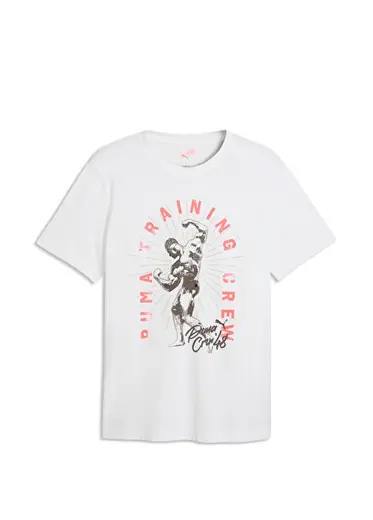 Vintage Crew Graphic Beyaz Antrenman Erkek Spor T-Shirt