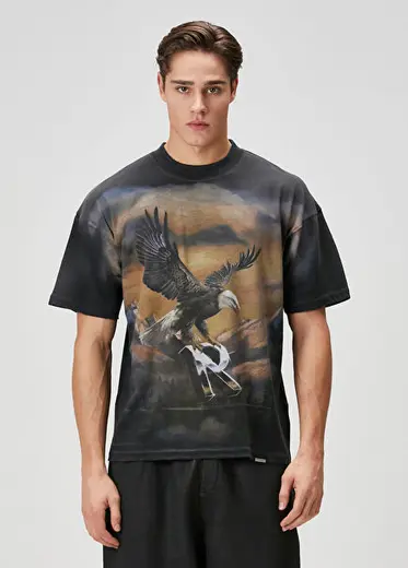 Antrasit Baskılı T-shirt