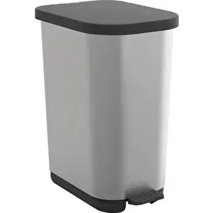 Rotho RIBO Pedallı Çöp Kutusu 35L Gümüş Metali
