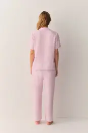 Pembe Cute Gömlek Yaka Pijama Takımı 5