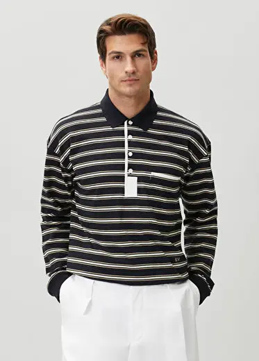 Lacivert Çizgili Polo T-shirt