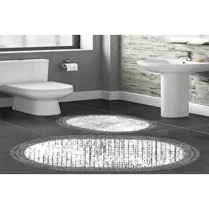 Vivense Di̇ji̇tal Baski, Kaymaz Taban İki̇li̇ Banyo Paspasi 100x60 + 60x50 Cm Rvg5-hs209
