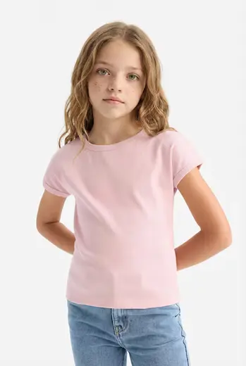 Slim Fit Basic Fitilli Tişört Kız Çocuk