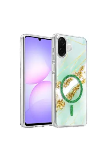 Onegif Samsung Galaxy A07 4g Lotus Simli Magsafe Kapak - Yeşil
