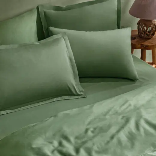 Linens Mix&Match Pamuk Saten Tek Kişilik Lastikli Çarşaf Koyu Yeşil