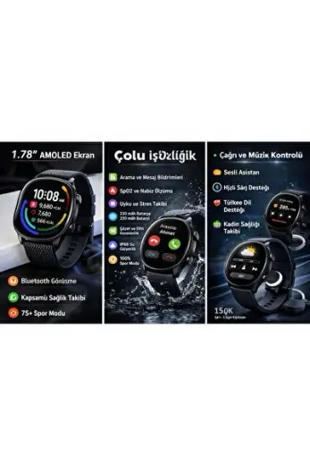 Watch 11 Akıllı Saat Siyah | AMOLED Ekran