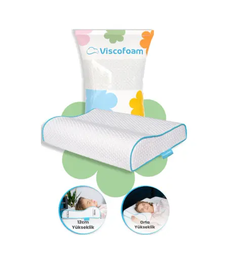 Viscofoam Yüksek Boyun Destekli Ortopedik Yastık Visco Yastık 58x39x12-8.5cm