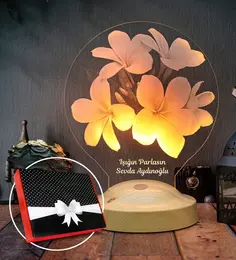 Anneye Hediye Plumeria Çiçeği Led Lamba, Doğum Günü Çiçekli Hediye, Kişiye Özel İsimli Hediye 1