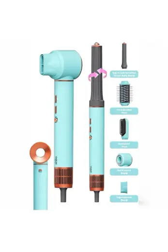 KRM MAVİ AİR BRUSH 5İN1=BUKLE-HACİMLE-DÜZLEŞTİR-2-FIRÇA SAÇ KURUTMA - ŞEKİL MAKİNESİ 1300W 3-KDM.HIZ