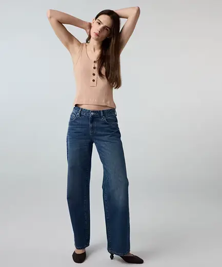 Wide leg fit jean pantolon