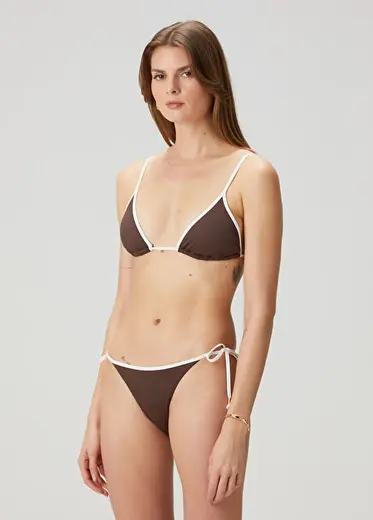 Kahverengi Üçgen Bikini Üstü