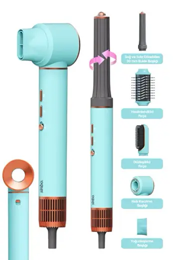 Pro SHD-1729 5in1 Compact Multi-Styler Saç Kurutma & Şekillendirme Makinesi Mavi