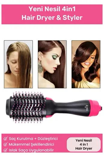 Yeni Nesil 4in1 Çok Fonksiyonlu Saç Kurutma Şekillendirici Düzleştirme Hair Dryer Profesyonel