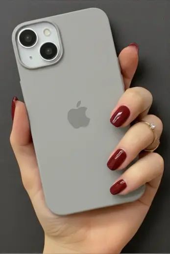 Iphone 13-14 Uyumlu Kılıf Logolu Lansman Soft Yumuşak Içi Kadife Silikon Kapak Gri