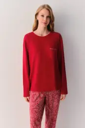 Kırmızı Paisley Pijama Takımı 2
