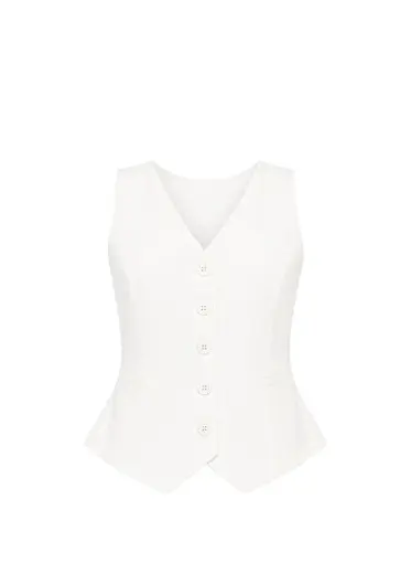 Corinne Beyaz Tencel Fitted Kadın Yelek