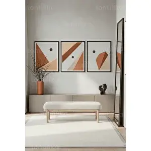 Tontilika Soyut Geometrik Renk Blokları 3’lü Ahşap Çerçeveli Tablo Seti 21x30 cm