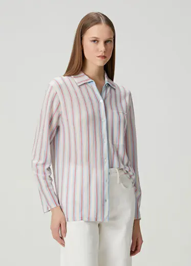 Fine Stripe Showtime Çizgili Kaşmir Gömlek