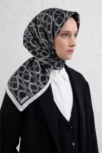 Armine Klasik Desenli Saf İpek Twill Eşarp 9410D 89
