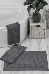 3 Lü Banyo Ayak Havlusu %100 Pamuklu 50x70 Cm Nice Antrasit 1