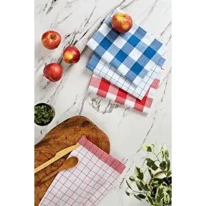 Denizli Concept 4'lü Mavi Kırmızı Kurulama Bezi - Yumuşak Kumaşlı - Çok Amaçlı Ve Dayanıklı