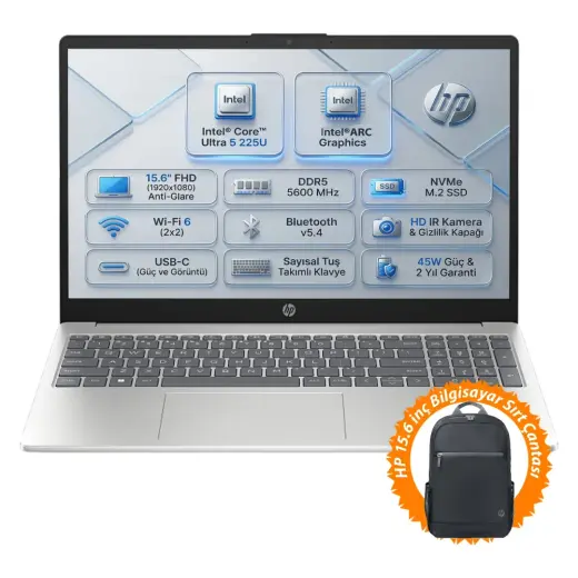 Hp Aı 15 Intel Core Ultra 5 225U 24 GB 1 tb SSD 15.6" Fhd Windows 11 Pro Laptop, Notebook D51E0EA 020