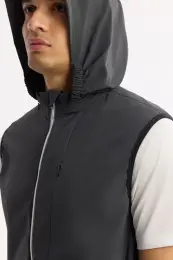 Antrasit Dik Yaka Su İtici Rüzgar Geçirmez Bi-Stretch Yelek 6