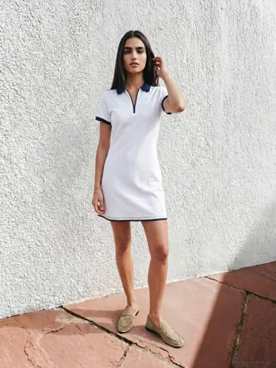 Polo Yaka Poplin Mini Elbise