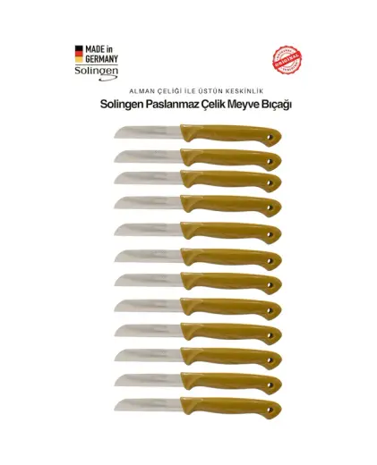 Solingen Profesyonel Gold Meyve Bıçağı Ultra Keskin Paslanmaz Çelik Mutfak Bıçağı- 12'li Set Mineral Gold